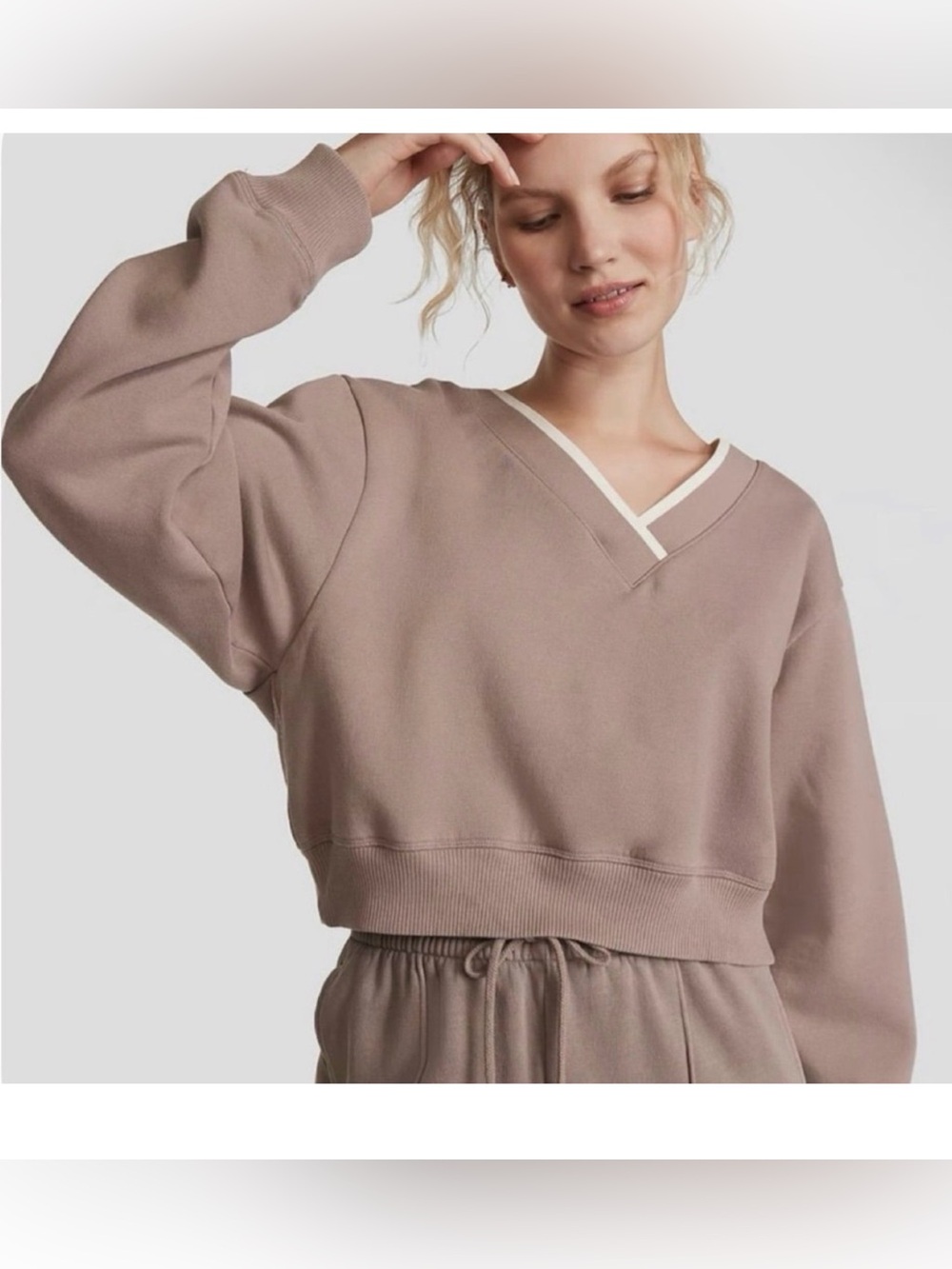 Victoria Secret Pink Mauve Crewneck V Neck Sweatshirt XXL Womens